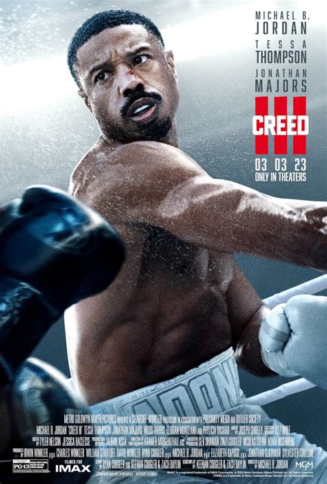 Creed III. 1hr 56m. (10,234) 73. After dominating the boxing world, Adonis Creed (Michael B. Jordan) has been thriving in both his career and family life. When a childhood friend and former boxing prodigy, Damian (Jonathan Majors), resurfaces after serving a long sentence in prison, he is eager to prove that he deserves his shot in the ring.